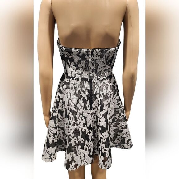 Bebe women's black and white textured sequin fit & flare mini cocktail dress 00 - Picture 6 of 15